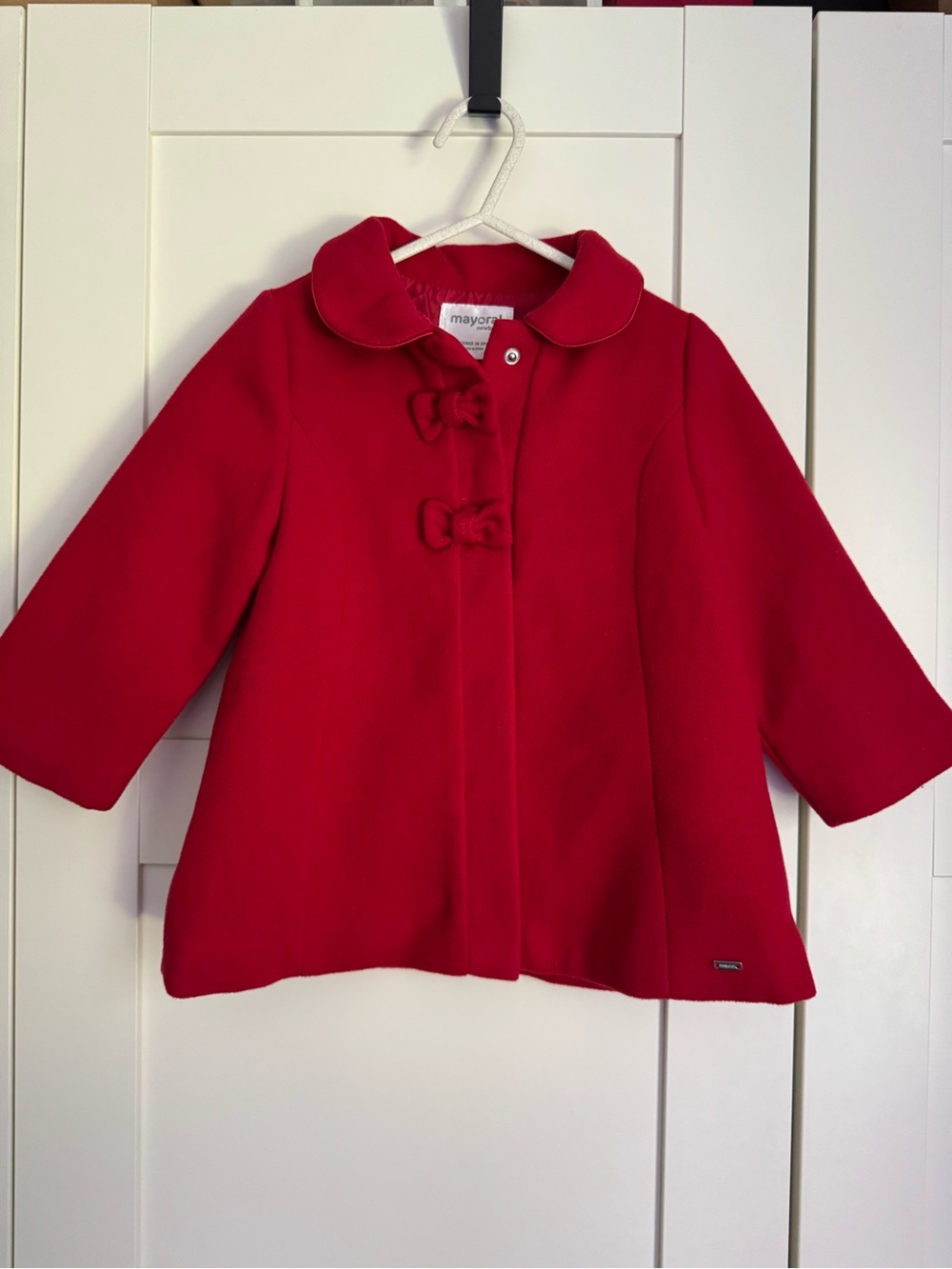 Mayoral Baby Red Bow Dress Coat Girls 18M 86cm Holiday Christmas Jacket Peacoat